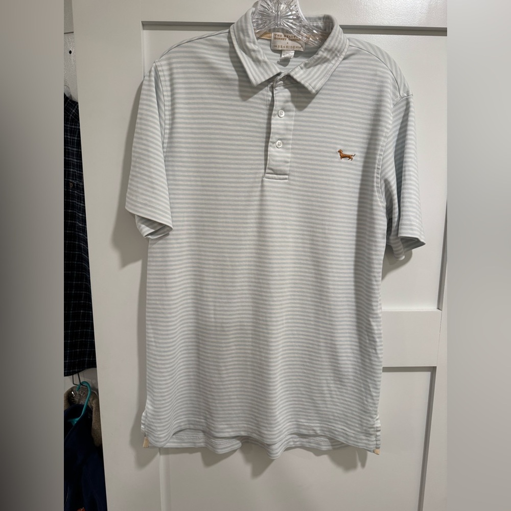 The Beaufort Bonnet Company + Seaside Striped blue and white Polo Shirt